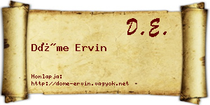 Döme Ervin névjegykártya